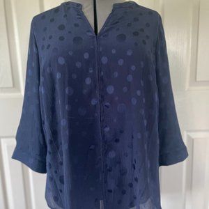 41 Hawthorn, Zarie Split Neck Blouse, Navy 2X